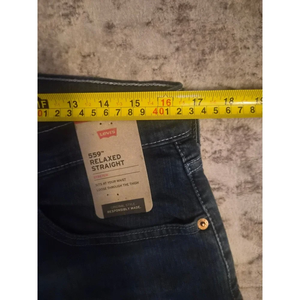 Levis 559 Relaxed Straight Jeans Mens 33x30 Dark Wash Indigo Stretch Denim NEW